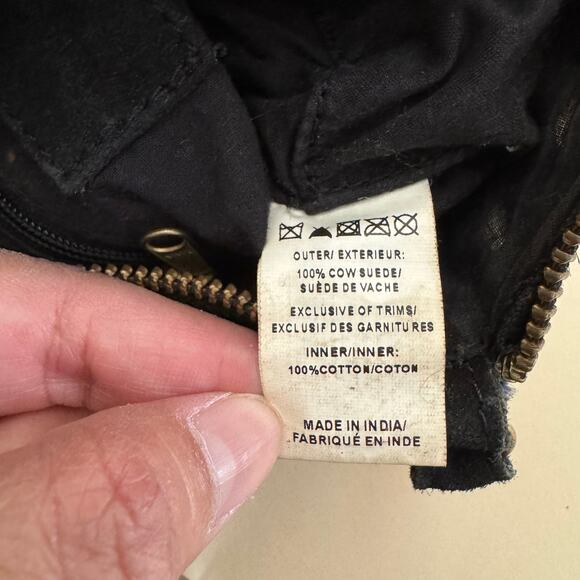 FREE PEOPLE Black Suede Grommet Studded Crossbody Bag - Picture 8 of 8